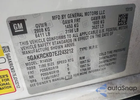 2014 Buick Enclave Premium from USA, damaged, VIN 5GAKRCKD7EJ243212